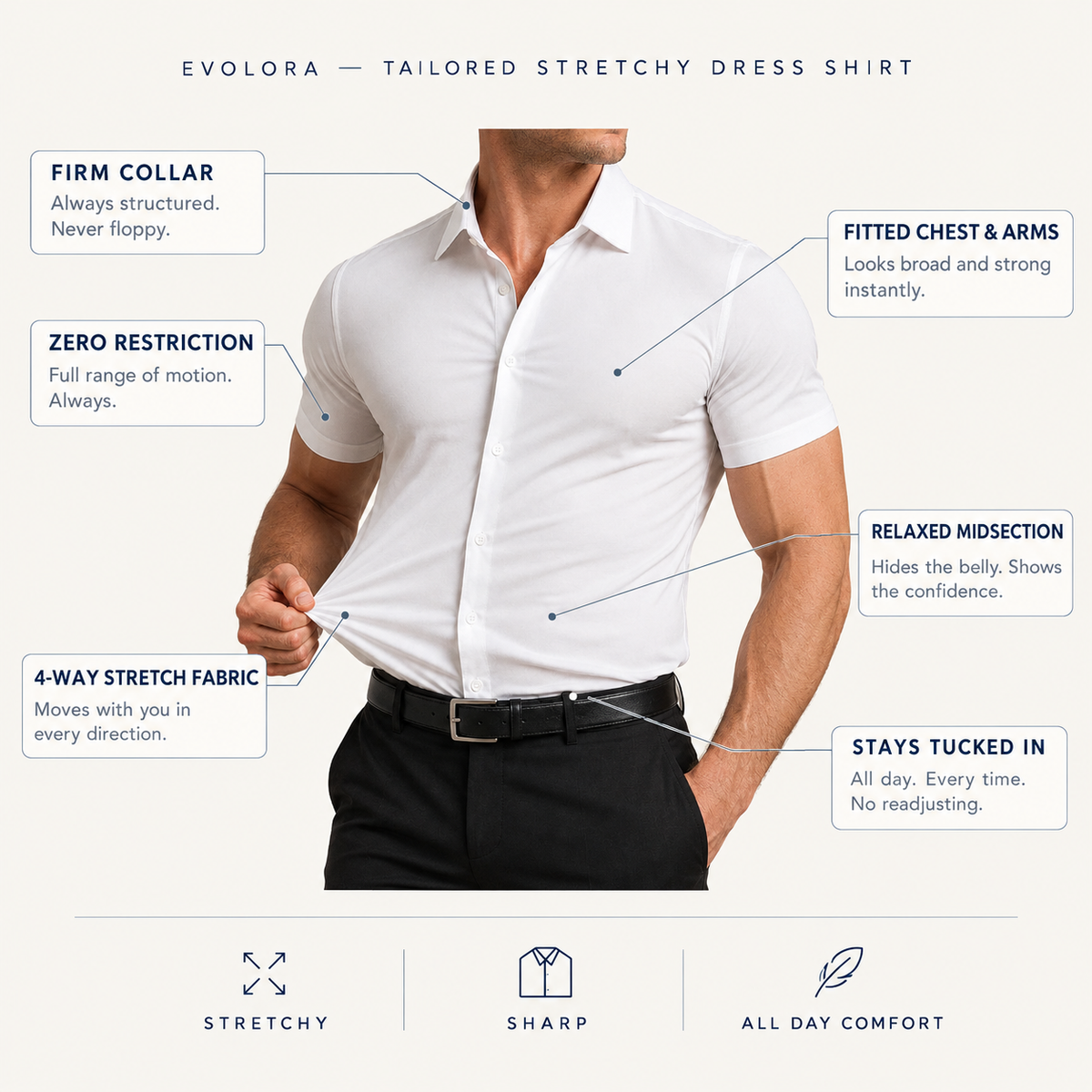 Tailored Fit Stretchy Dress Shirt